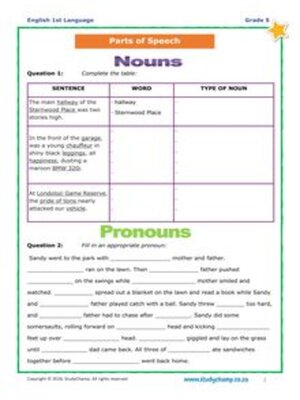 cover image of Grade 5 English: Parts of Speech Workbook